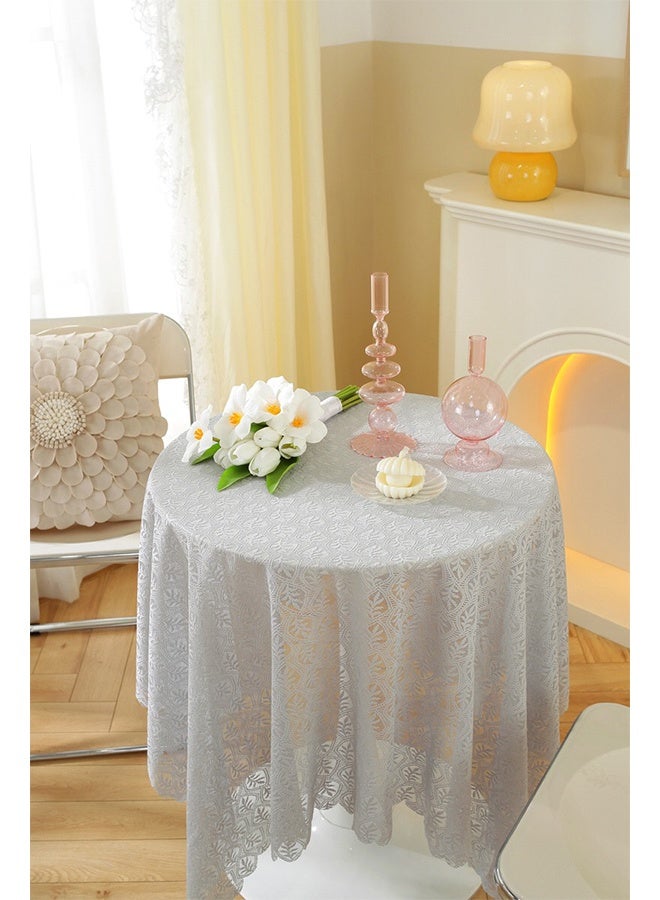 Lace Tablecloth,Small Table Cloth for Round Coffee Table 90 x 90cm -Grey - Image 4